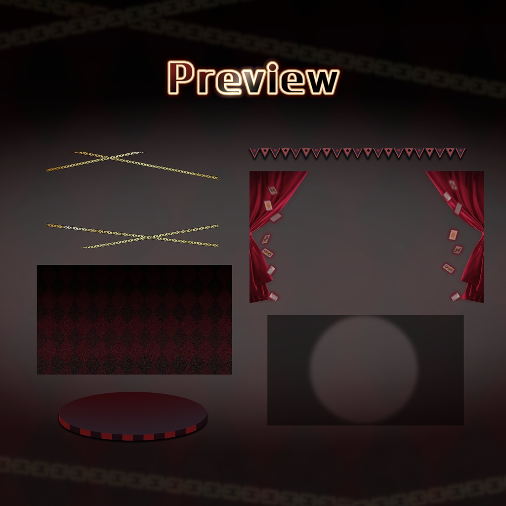 ✦Free Assets✦🎪無料 · April Fools' Day 🪄背景+ヘアクリップセット/Background + Hair Clip Set。VTuber向け/【VTS】配信用素材/ピエロ / マスク