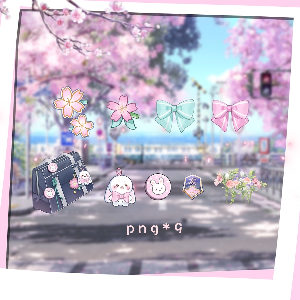 「Outfit Assets」VTuber向け| 🚲自転車 × 桜色日常 JK 制服💼乙女どもよ。|青春文学純愛感|自転車を押すモーションを含む|Live2d付き|春夏制服|【VTS】配信用素材/Live2D衣装アクセサリー