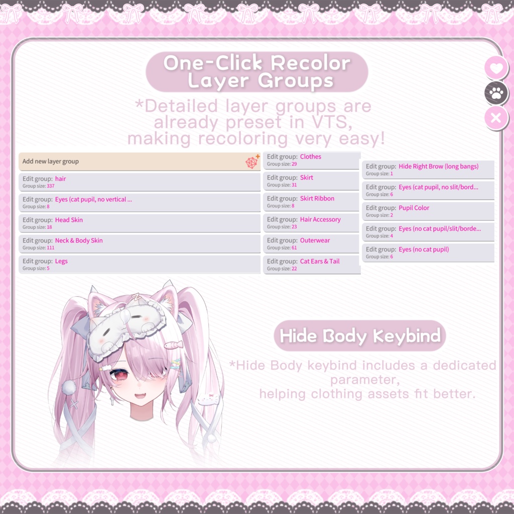 【Live2D Model/live2dモデル】苺ねこ🍓Ichigo Neko🐾|汎用モデル|Chibi/Q版切替|4髪型|10 Motions|60+ Toggles|Ghost Pet👻Generic Model|Pre-made