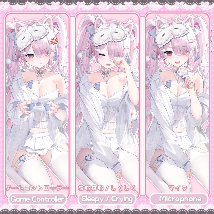 【Live2D Model/live2dモデル】苺ねこ🍓Ichigo Neko🐾|汎用モデル|Chibi/Q版切替|4髪型|10 Motions|60+ Toggles|Ghost Pet👻Generic Model|Pre-made