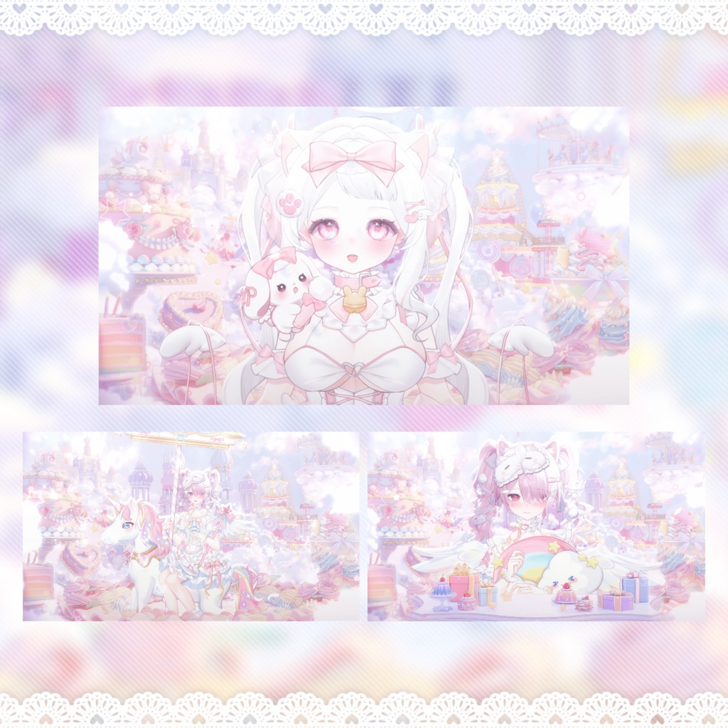 動く背景|Sweet Parade ☁️🏰 銀河パレードの祝祭背景 /誕生日配信 / 記念日配信 / イベント配信 / 昼夜差分 / ユニコーン / ケーキテーブル / ループスクロール / VTuber向け配信素材/雰囲気/動画素材/配信部屋/宴会