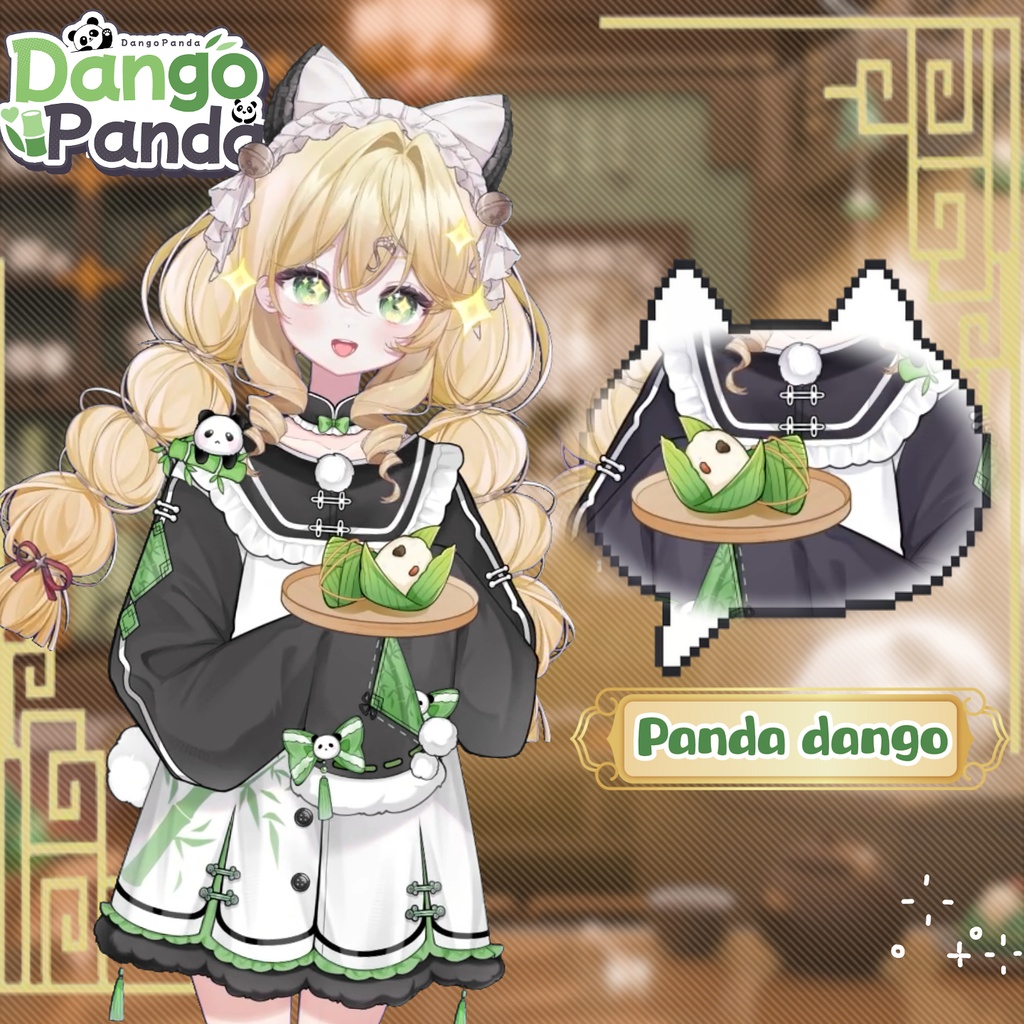 「Outfit Assets」VTuber向け|🐼中華風パンダ娘 × おうち時間|全身VTS Live2Dアクセサリー / 8種類の手差分 / 無料パンダフード付き / 無料パンダマスコット付き / 竹抱き枕 / スマホ / 携帯ゲーム機 / ポテチ / ミルクティー / 配信用素材