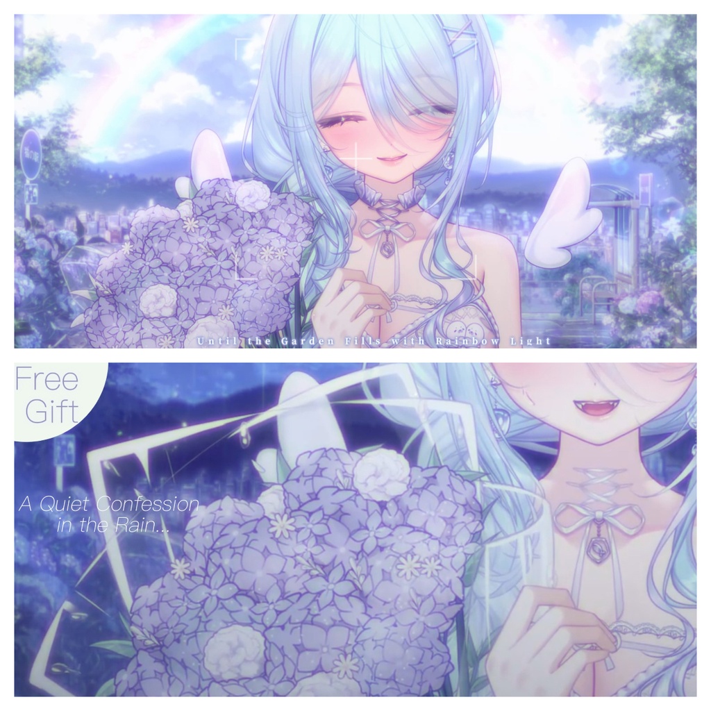 【無料】雨色の紫陽花 Live2Dブーケ手素材 / Rain-Tinted Hydrangea Bouquet Hand Asset【VTS・VTuber素材・男性/女性モデル対応】