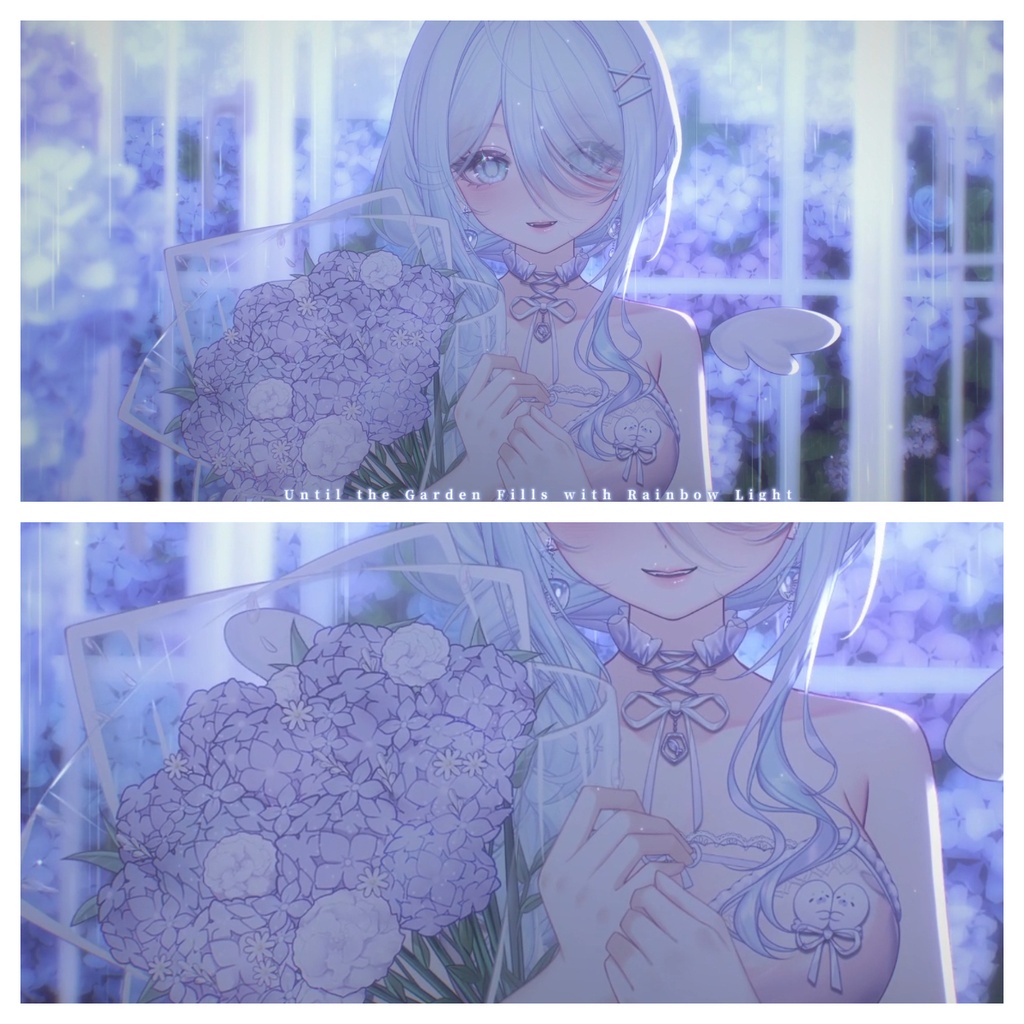 【無料】雨色の紫陽花 Live2Dブーケ手素材 / Rain-Tinted Hydrangea Bouquet Hand Asset【VTS・VTuber素材・男性/女性モデル対応】