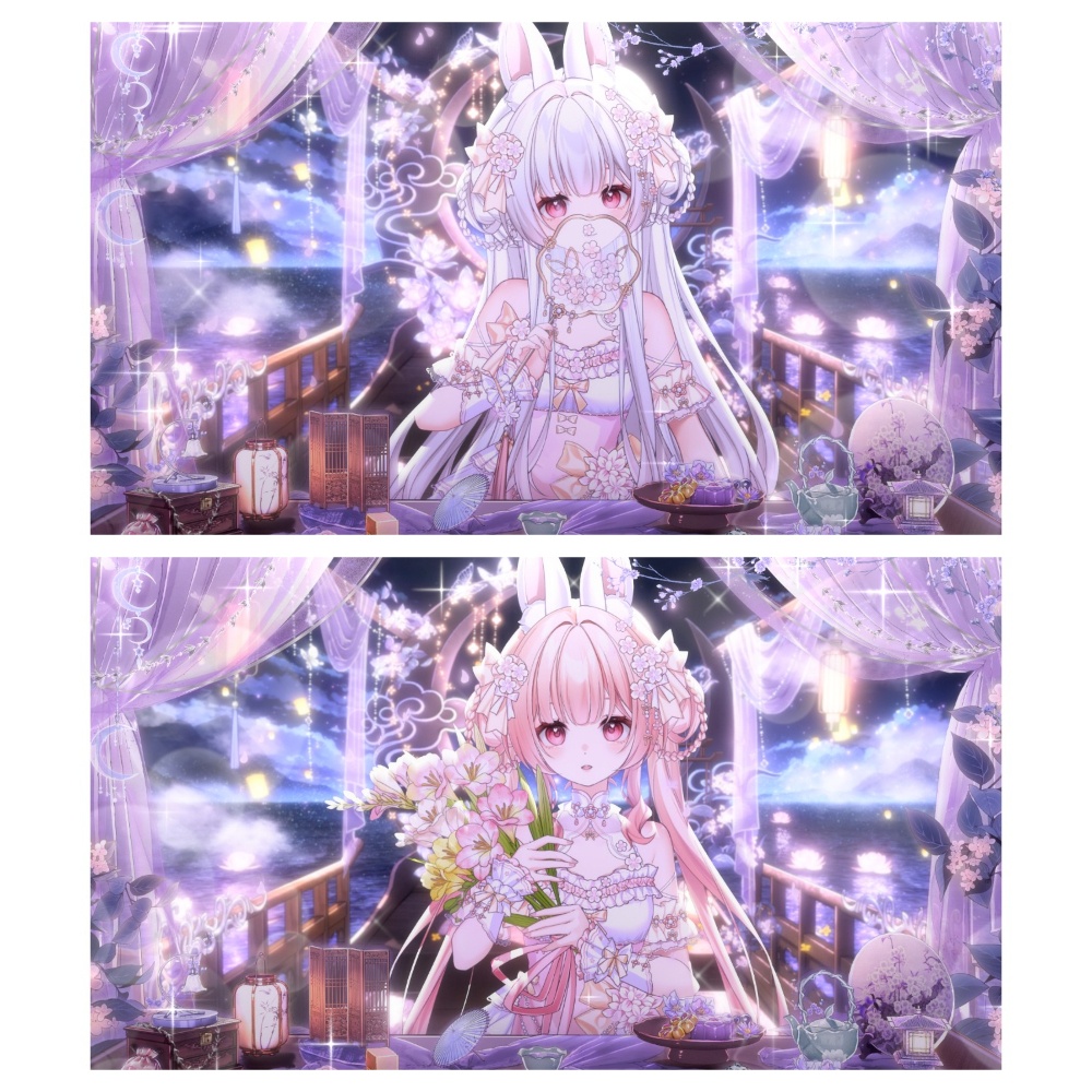 【期間限定価格】୨୧ 🌕月兎花宵🐇୨୧|中秋節・幻想中華風の動くVTuber配信背景|船体OFF差分&月光の海|Animated VTuber Background|Eastern Fantasy Moonlit Sea & Boat-Free Variation