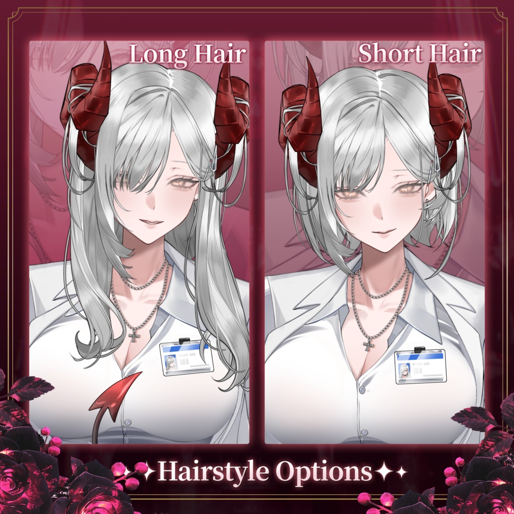 【Live2D Model/live2dモデル】⛓️Demon of the Night Clinic ♱🩸|Succubus Nurse|汎用モデル|10 Poses|2 Hairstyles|40+ Toggles|Demon / Animal Ear Forms|Generic Model|Pre-made