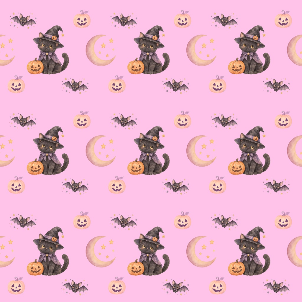 くすみカラー ハロウィン シームレスデジタルペーパー|大人かわいい水彩素材|5柄×2色全10種類|PNG
