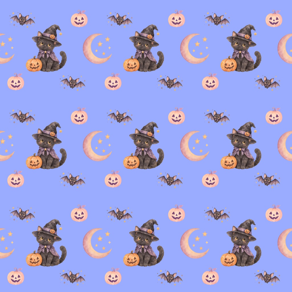 くすみカラー ハロウィン シームレスデジタルペーパー|大人かわいい水彩素材|5柄×2色全10種類|PNG