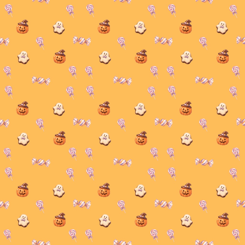 ハロウィン デジタルペーパー|水彩 おとなかわいい 5柄×2色 全10種|背景・ラッピング・コラージュ
