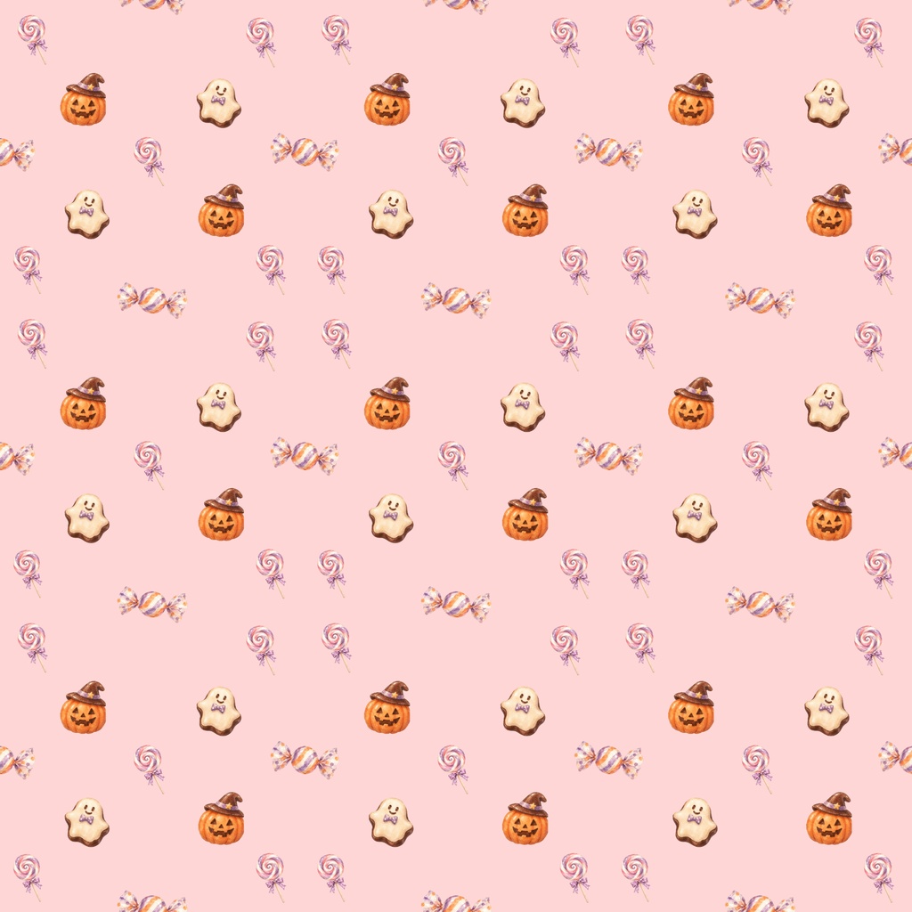 ハロウィン|水彩 おとなかわいいデジタルペーパー 5柄|ピンク系・ラッピング・コラージュ