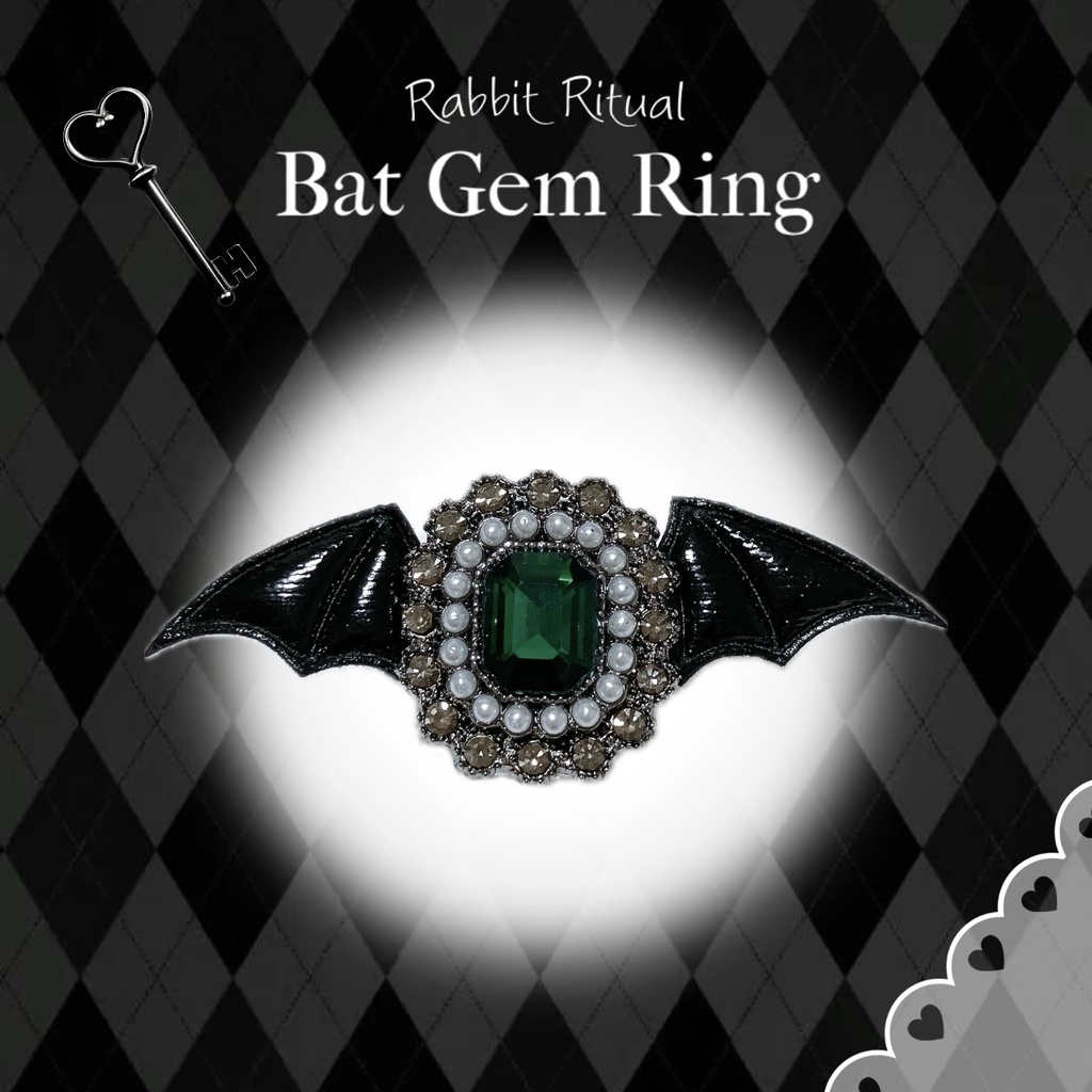 ♱ Bat gem ring ♱ 緑