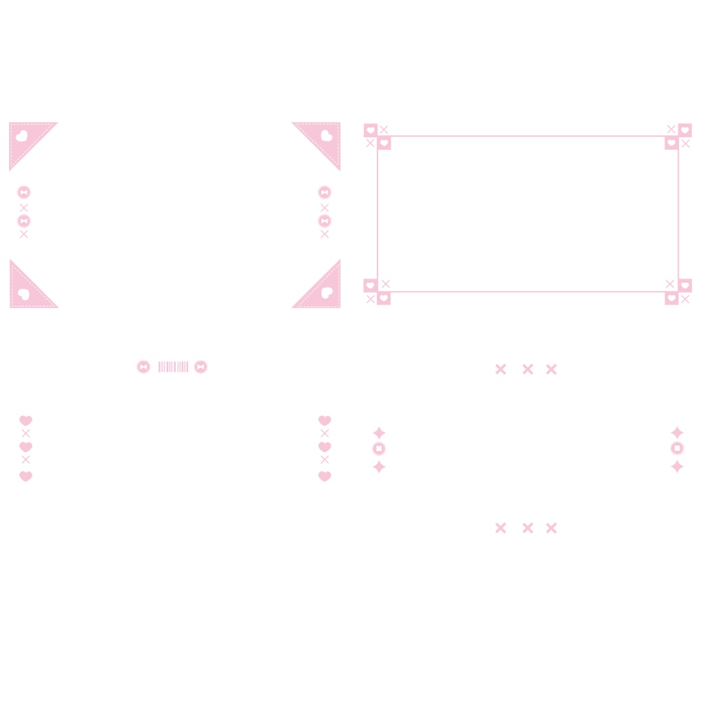 【サムネイルやMVに!】かわいい系のフレーム素材セット(全4種類×7色)