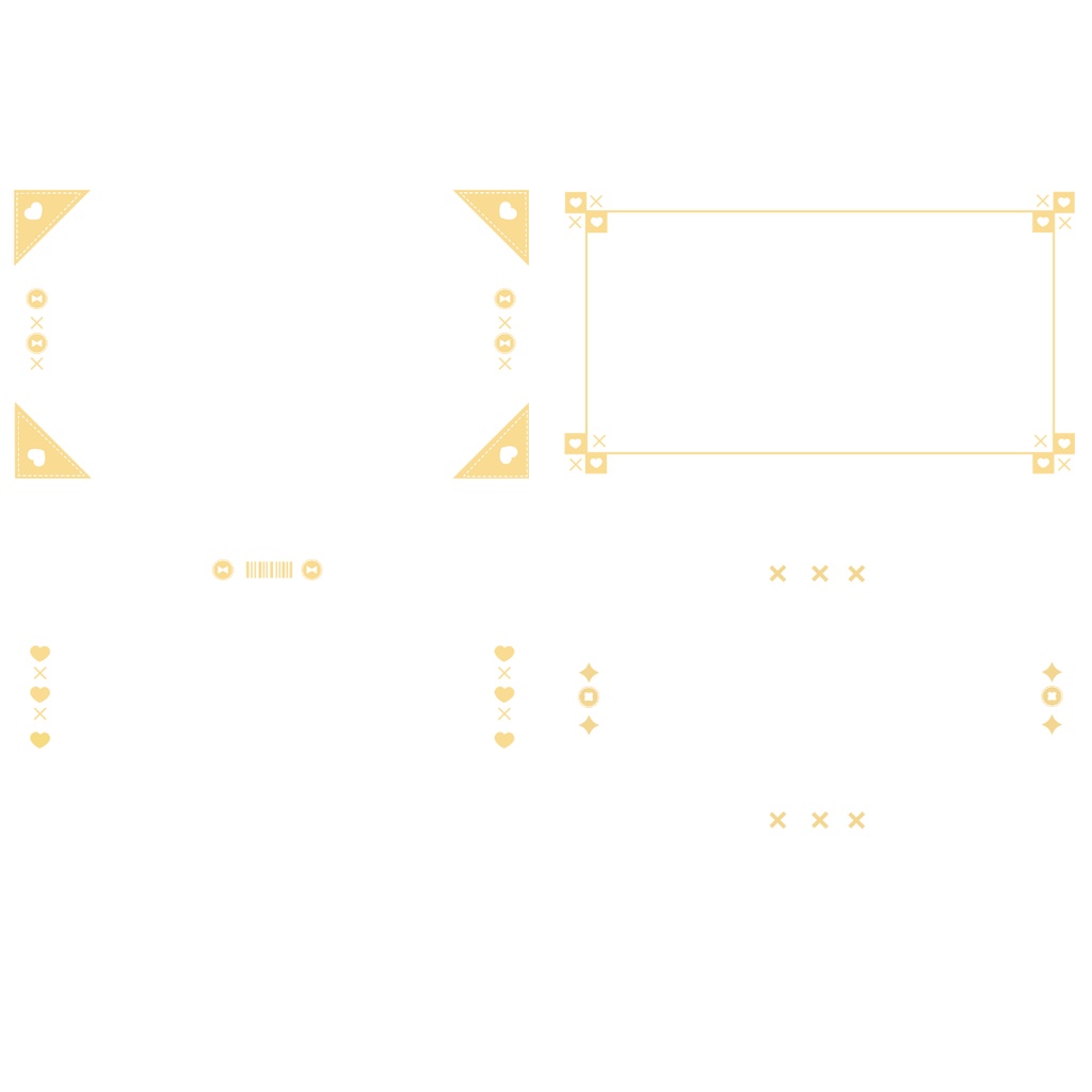 【サムネイルやMVに!】かわいい系のフレーム素材セット(全4種類×7色)