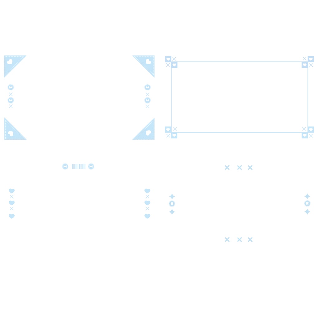 【サムネイルやMVに!】かわいい系のフレーム素材セット(全4種類×7色)