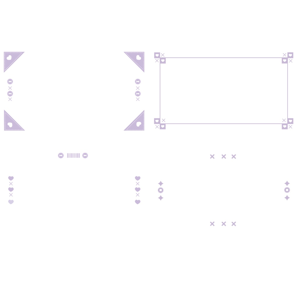 【サムネイルやMVに!】かわいい系のフレーム素材セット(全4種類×7色)