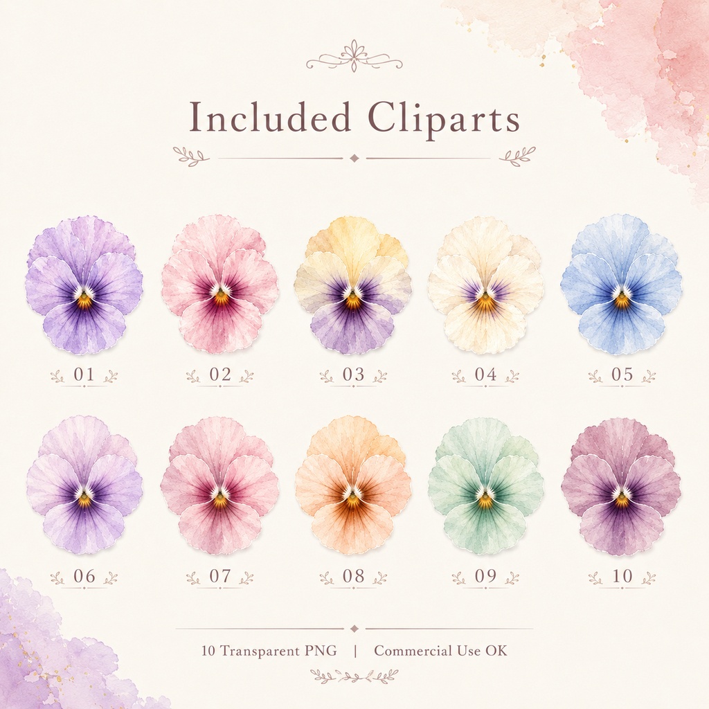 LP-AU301秋の水彩セット / Pansy Collection(商用利用OK・10点)