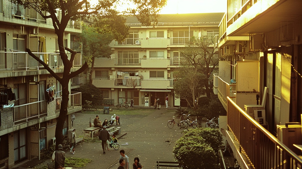 昭和団地の夕暮れ – AI素材パック(8枚)