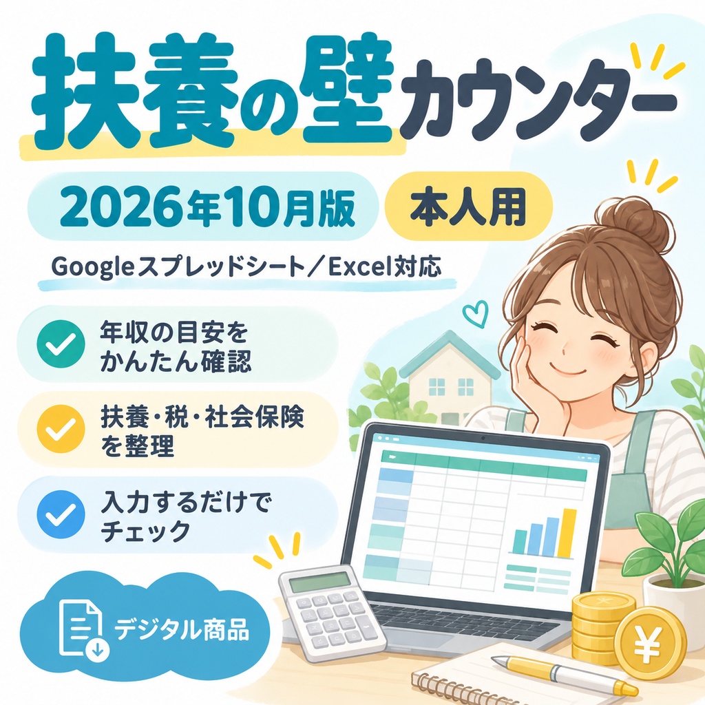 扶養の壁カウンター 2026年10月版(本人用)Googleスプレッドシート/Excel