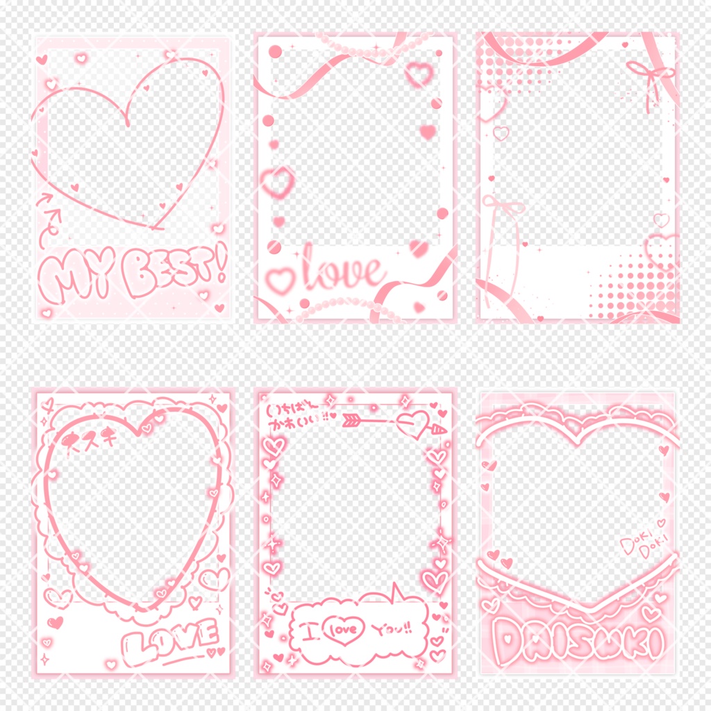 チェキ風ネットプリント素材【♡】