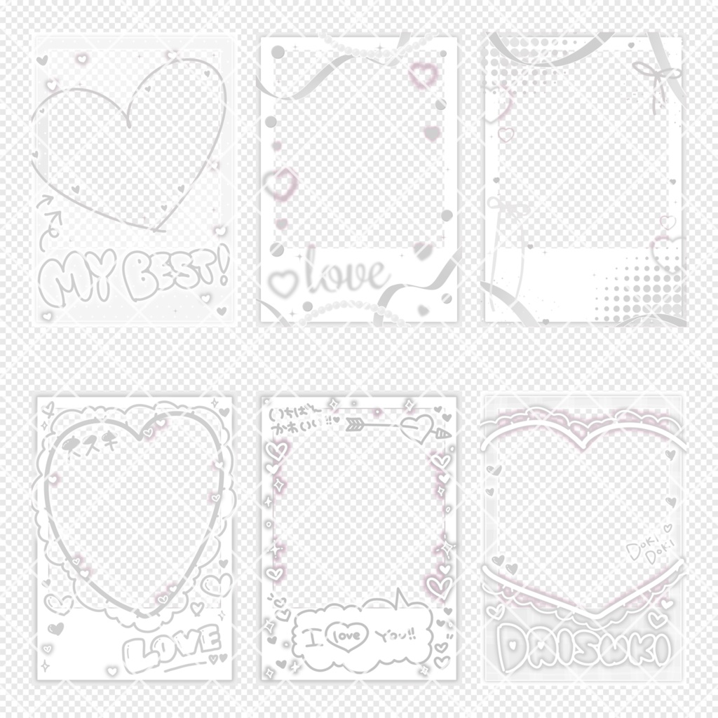 チェキ風ネットプリント素材【♡】