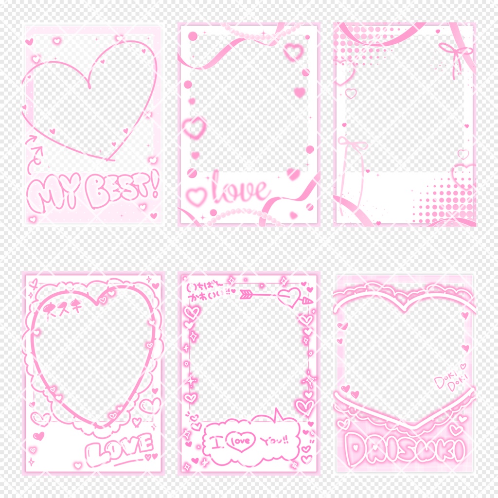 チェキ風ネットプリント素材【♡】