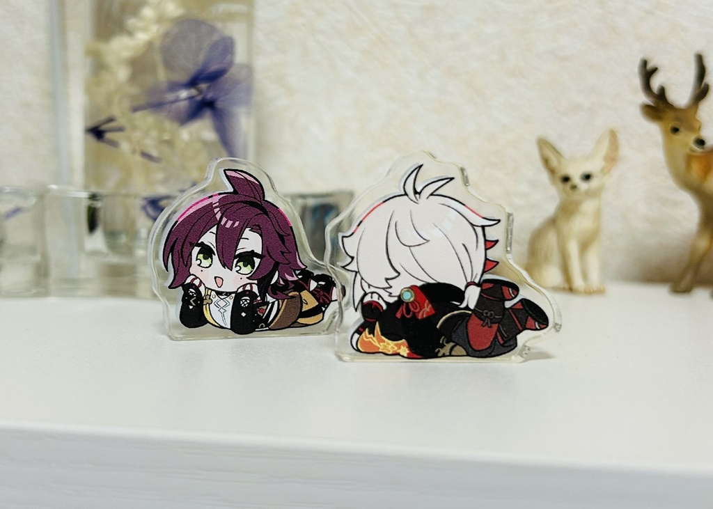 楓原万葉&鹿野院平蔵 ~寝そべりアクリルマスコットセット~