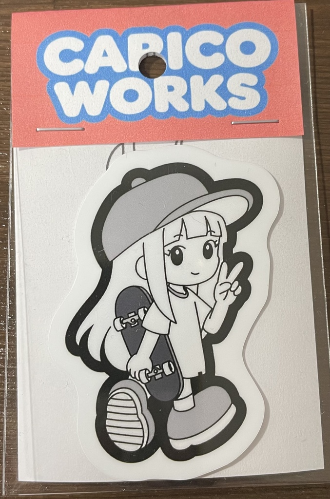 やんやんスケボーステッカー　モノクロ