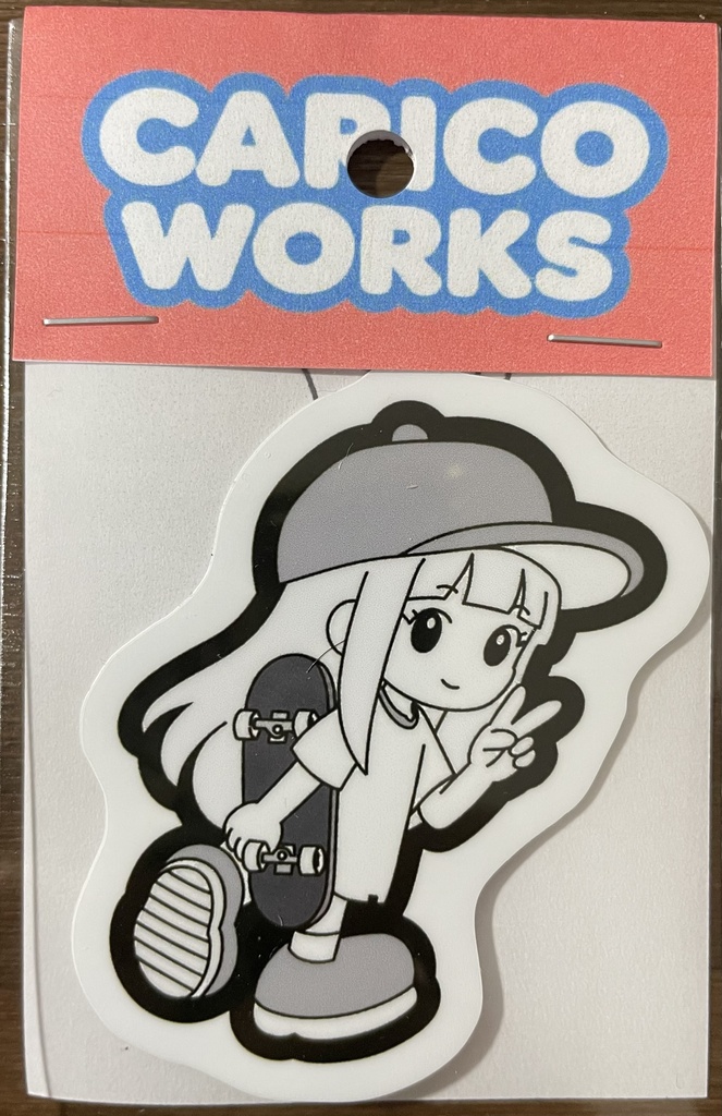 やんやんスケボーステッカー・モノクロ