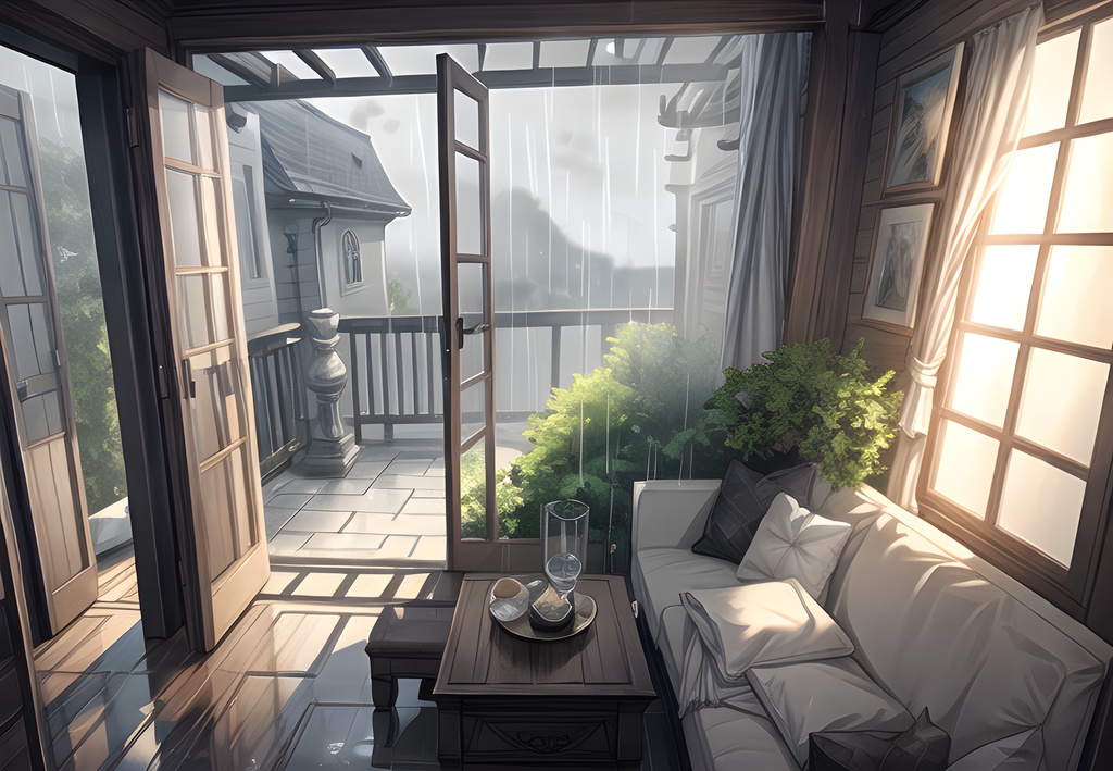 梅雨用背景素材(あじさい/ストリート/室内など)