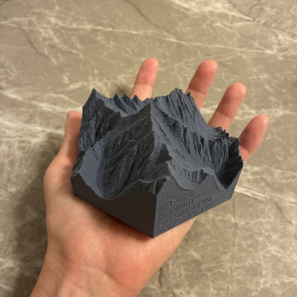 【登頂日刻印対応可能】槍ヶ岳 3D地形模型|立体地図オブジェHEX