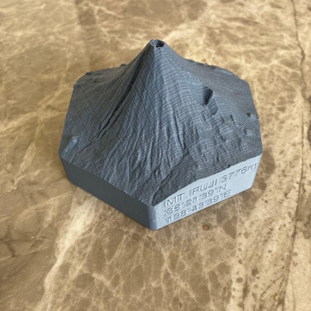 【登頂日刻印対応可能】富士山 3D地形模型｜立体地図オブジェHEX
