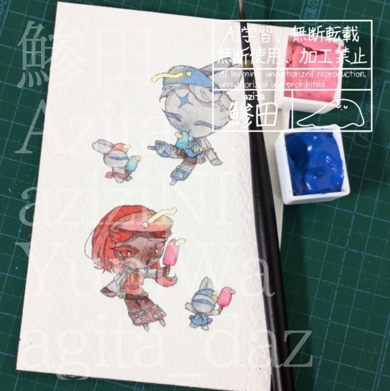 【額装原画2つ】MoriMori、Share【着払い】