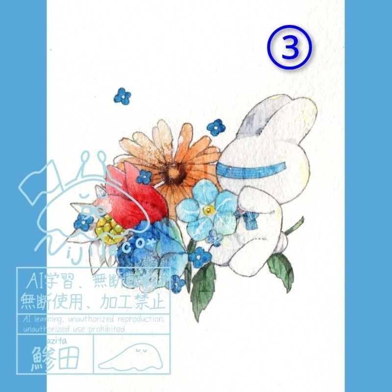 水彩原画∶①〜⑤