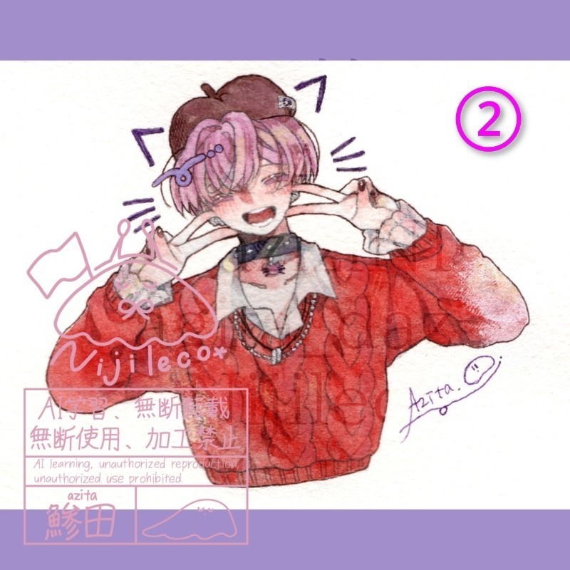 水彩原画∶①〜⑤