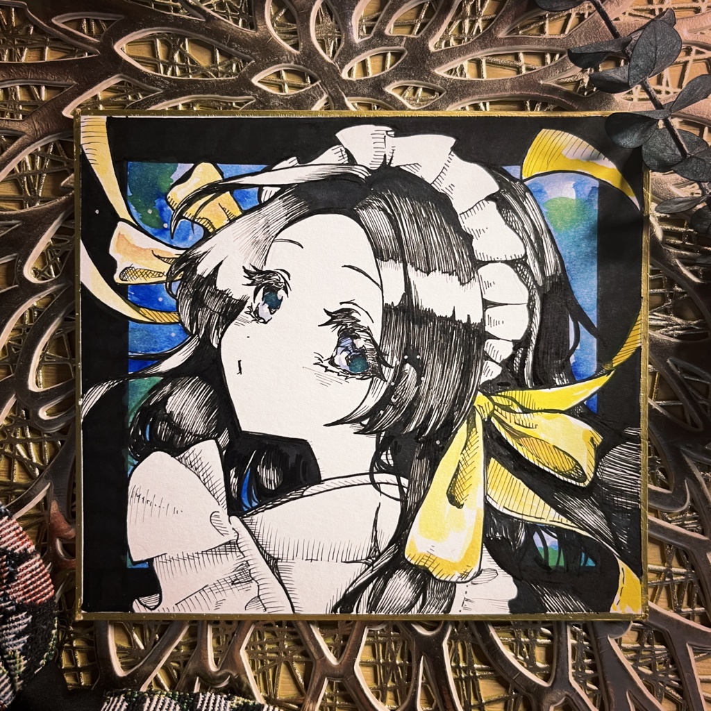 【ミニ色紙原画】甘崎くろは様 / シールおまけ