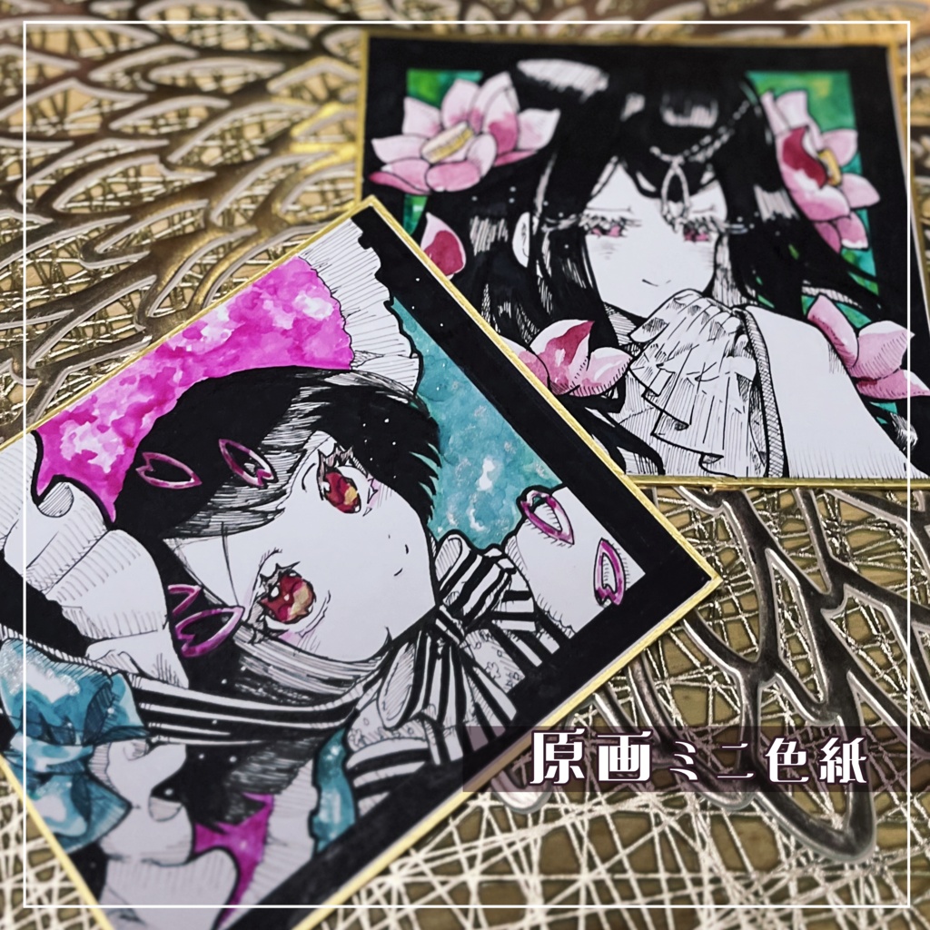 【ミニ色紙原画】 シール・データおまけ / 国旗キモノガール