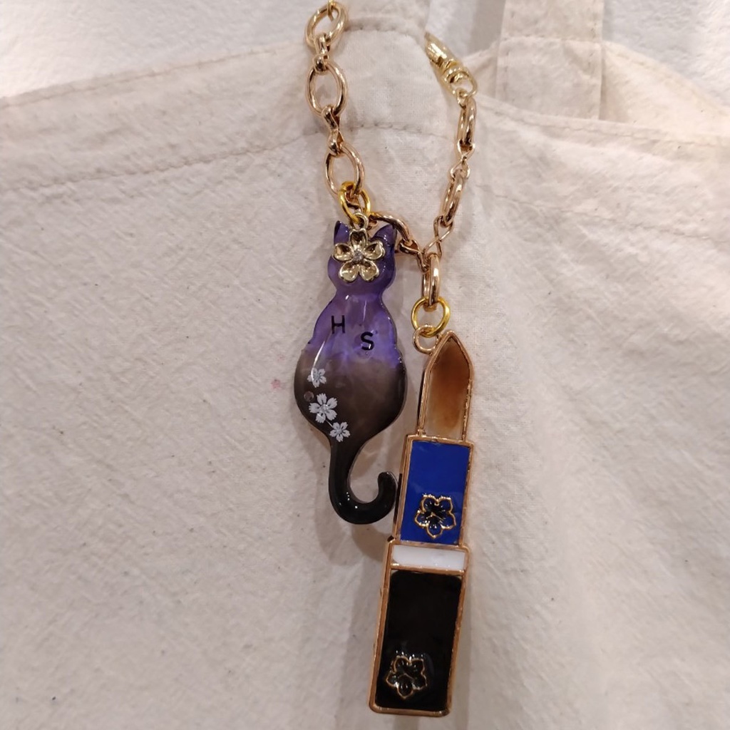 【五年生】忍たまイメージ/イニシャル猫&リップバックチャーム