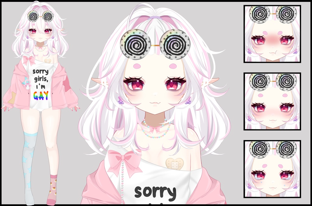 【live2d】 VTS + VB VTuber Pink Elf Girl Cute VTuber Model Package (Art and Rigging)
