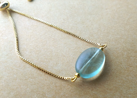 ブルーグリーンフローライトのチェーンブレスレット