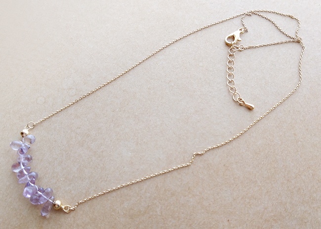 アメジストドロップのシンプルネックレス
