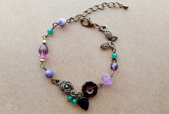 紫の花畑ブレスレット