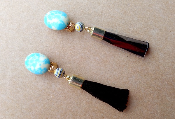 【光が死んだ夏概念アクセサリー】タッセルイヤリング/黒ver.