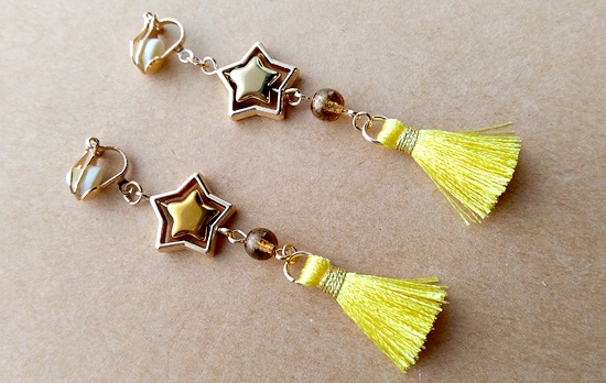 メタルスターのシルクタッセルイヤリング(B)