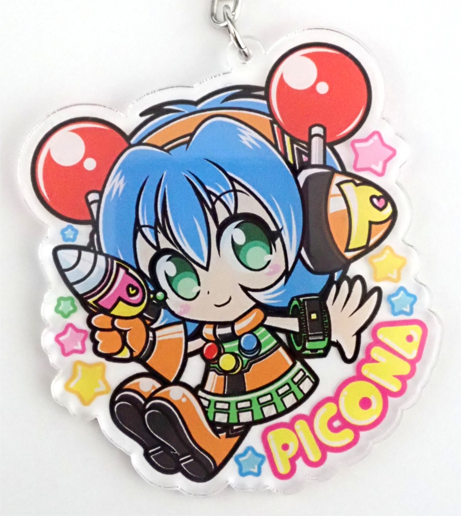 【オリジナル】食当〜SHOCK ATARI看板娘「ピコナちゃん(オレンジカラー)」アクリルキーホルダー/送料込み