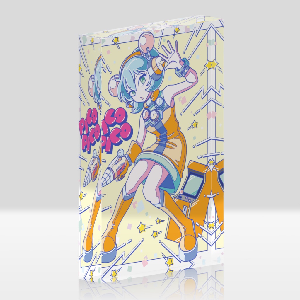 80sレトロポップ「ピコナ」アクリルブロック