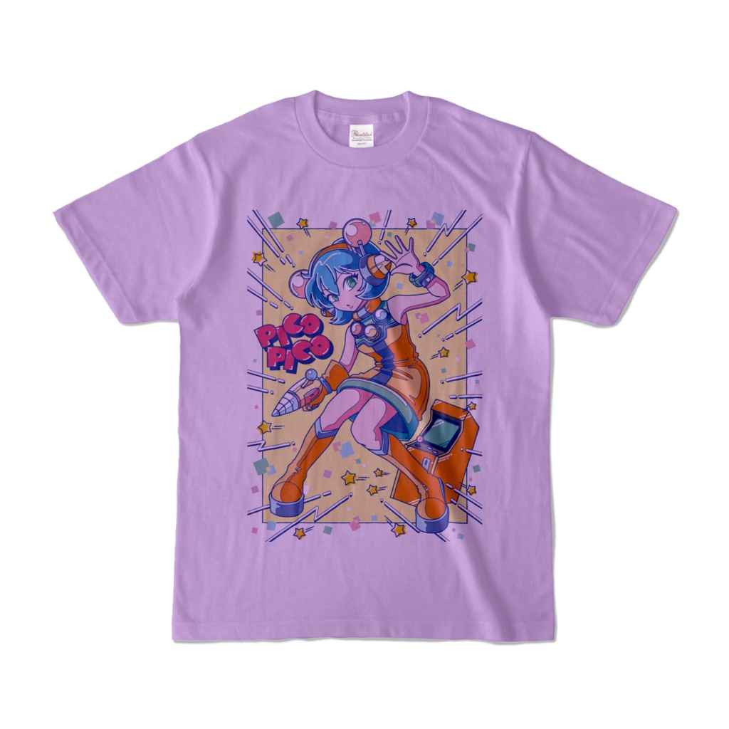 80sレトロポップ「ピコナ」Tシャツ(ライトパープル)