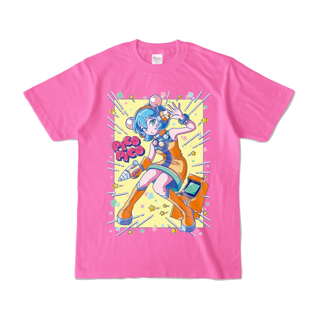 80sレトロポップ「ピコナ」Tシャツ(ピンク)