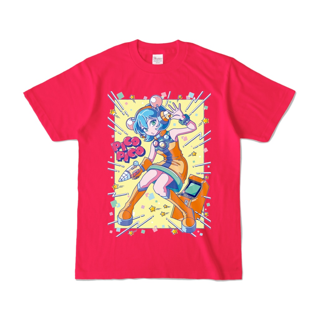 80sレトロポップ「ピコナ」Tシャツ(ホットピンク)