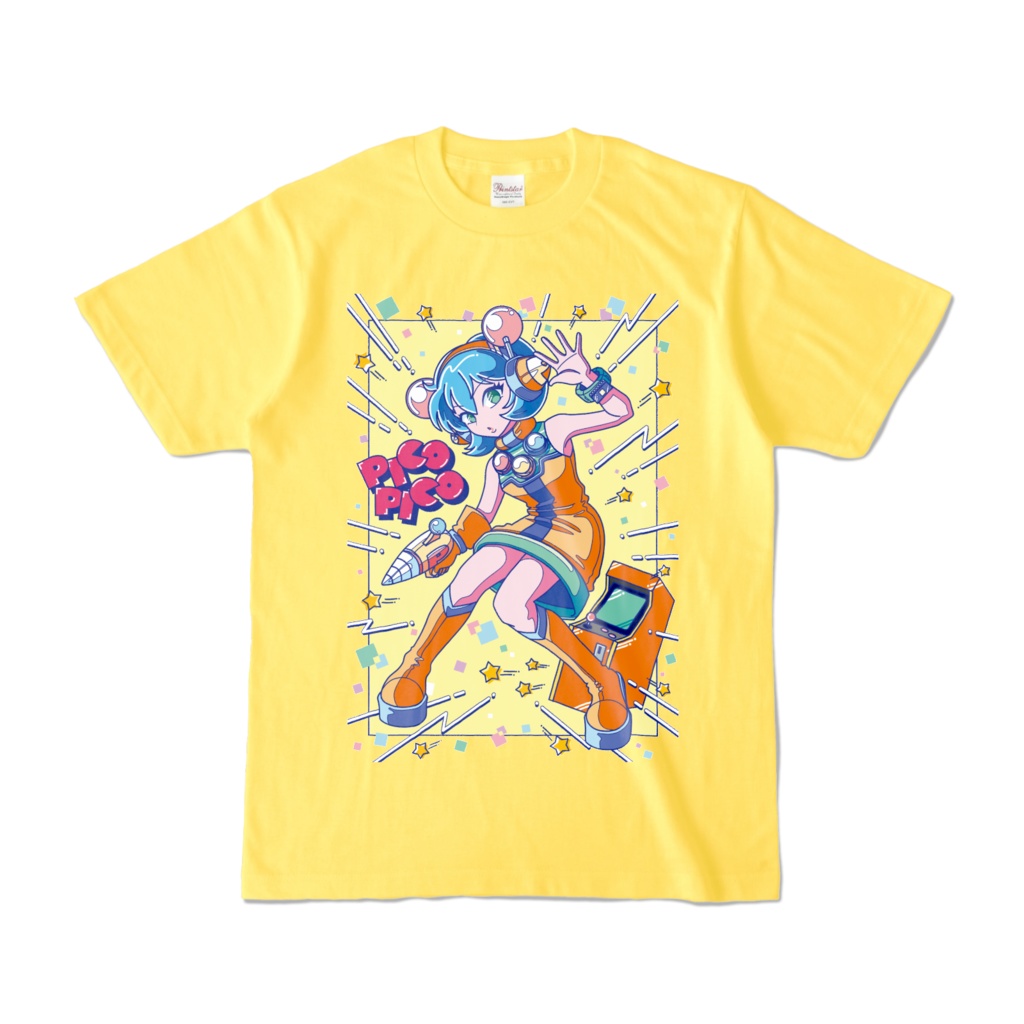 80sレトロポップ「ピコナ」Tシャツ(イエロー)