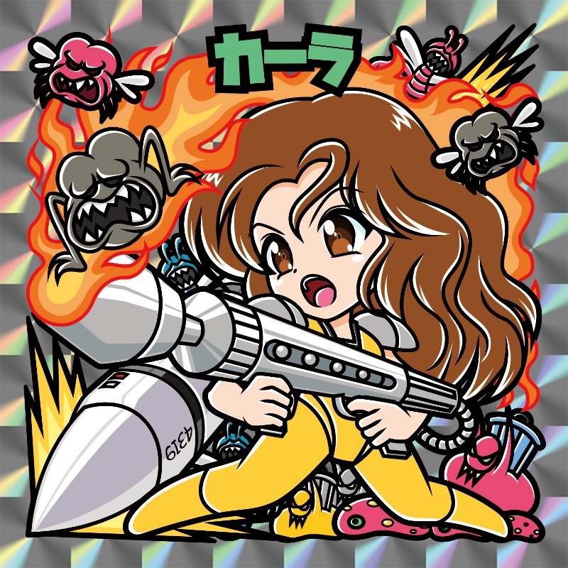 【レゲ★娘れ】「エイリアンストーム」カーラ〜ビックリマン風自作キラキラシール/裏書きあり/送料込み